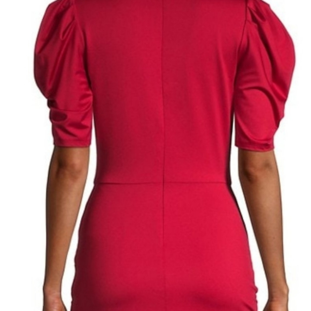 Black Halo Alexa Ruched Sheath Dress with‎ 3/4 Puff Sleeves - Picture 12 of 16